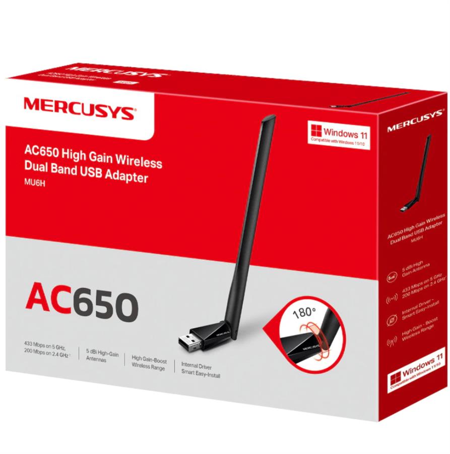 Placa Wifi USB Mercusys Dual Band High Gain MU6H AC650